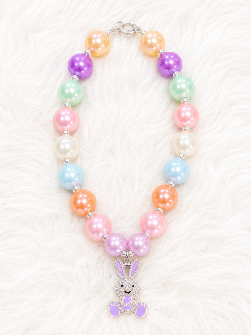 BRAND NEW WITH TAGS Girls Multi-Color Bubble Bunny Rhinestone Necklace Set